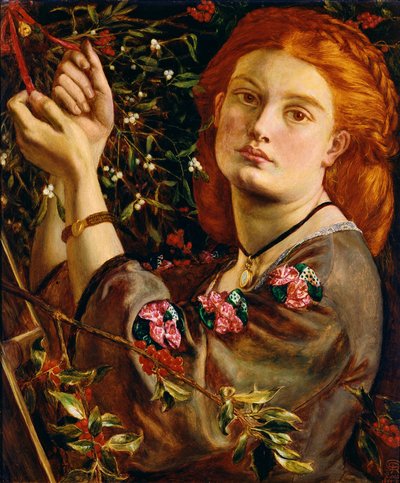 Het Ophangen van de Maretak, 1860 (paneel) door Dante Gabriel Charles Rossetti