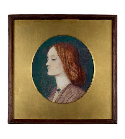 Portret van Elizabeth Siddal met gezicht naar links door Dante Gabriel Charles Rossetti