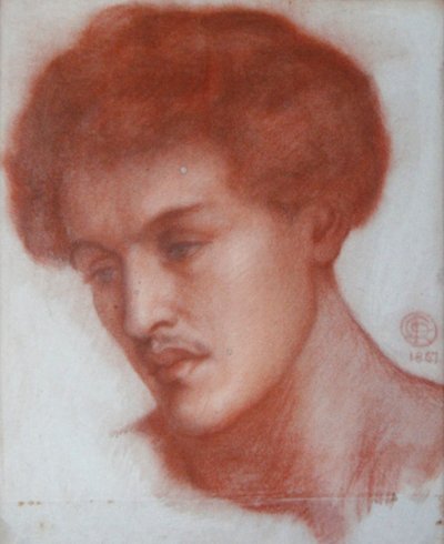 Portret van een jonge man door Dante Gabriel Charles Rossetti