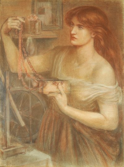 Opgestaan bij Dageraad - Gretchen Ontdekt de Juwelen van Faust door Dante Gabriel Charles Rossetti