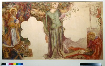 Visioen van Sir Lancelot, studie voor de fresco in de Oxford Union door Dante Gabriel Charles Rossetti
