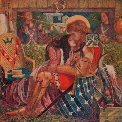 De bruiloft van St. George en Prinses Sabra, 1857 door Dante Gabriel Charles Rossetti