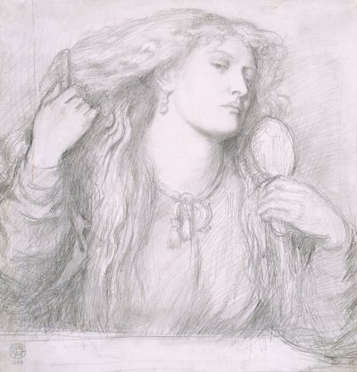 Vrouw die haar haar kamt, Fanny Cornforth door Dante Gabriel Charles Rossetti