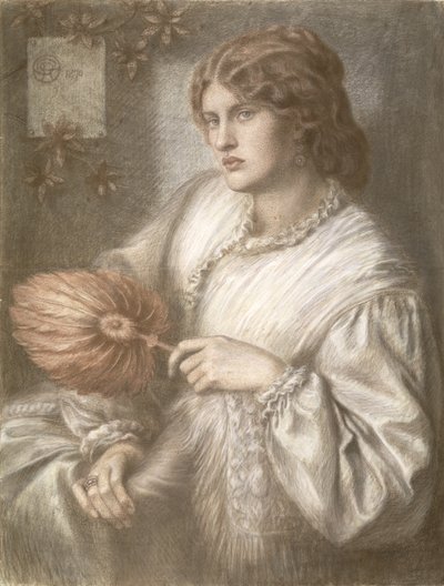 Vrouw met een waaier, 1870 door Dante Gabriel Charles Rossetti
