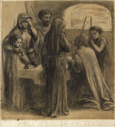 Een Pascha in het Huis van Joseph en Zacharias, ca. 1850s door Dante Gabriel Rossetti