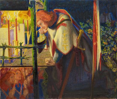 Sir Galahad bij de verwoeste kapel door Dante Gabriel Rossetti