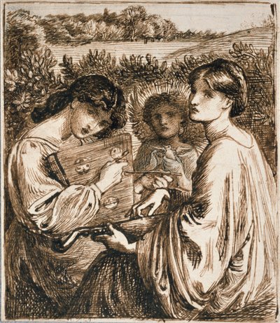 Studie voor de Bower Meadow door Dante Gabriel Rossetti
