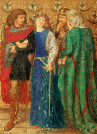 De eerste waanzin van Ophelia door Dante Gabriel Charles Rossetti