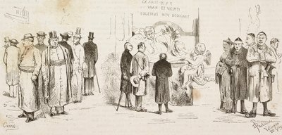 Duitse pelgrims in Rome, gravure door Dante Paolocci en Canedi, uit L