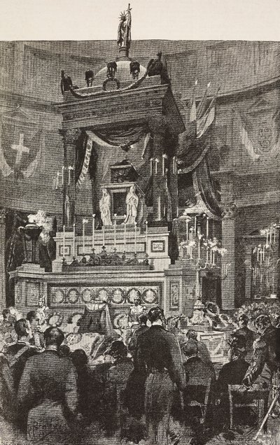Italiaanse politici en officieren bij de begrafenisceremonie van Victor Emmanuel II (1820-1878), Koning van Italië, Rome, Italië, gravure naar tekening van Dante Paolocci, uit L
