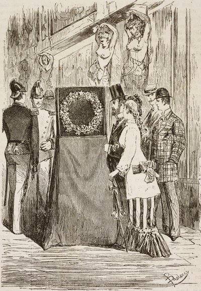 De krans voor Karel Albert tentoongesteld op de Capitolijnse heuvel, Rome, Italië, gravure door Dante Paolocci uit L