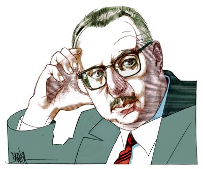 Giorgio Manganelli, 2021 (digitale kleurpotloodtekening) door Dariush Radpour