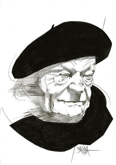 Giuseppe Ungaretti, 2024 (digitaal verbeterde potloodtekening) door Dariush Radpour