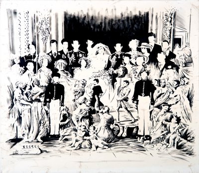Ballade van Charles en Di, 2016 (olieverf op doek) door Darren Coffield