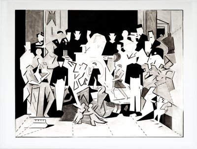 Ballade van Charles en Di versie 2, 2018 (houtskool op papier) door Darren Coffield