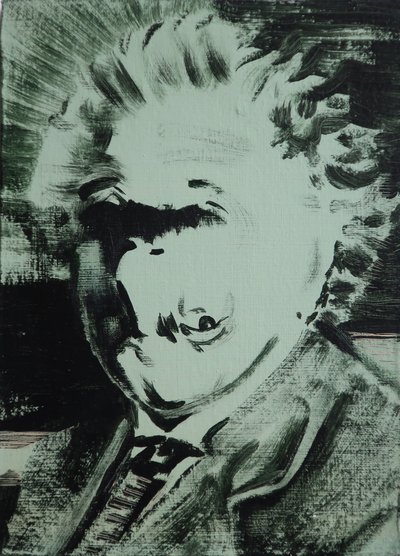 Einstein, 2013 (acryl op board) door Darren Coffield