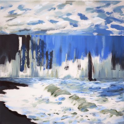 De zee bij Sainte Adresse naar Monet, 2019 (acryl op doek) door Darren Coffield