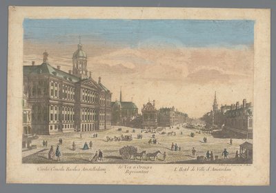 Gezicht op het stadhuis op de Dam te Amsterdam door Daumont