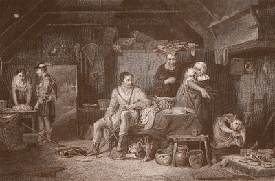 Alfred in de hut van de herder, gegraveerd door A.H. Payne door David (after) Wilkie