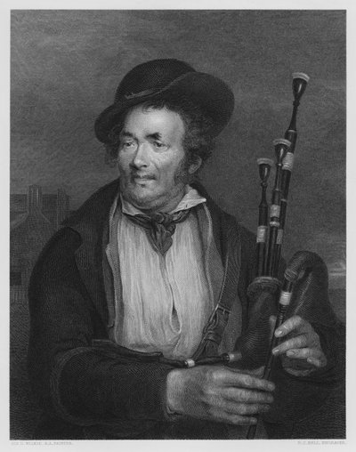 De doedelzakspeler, uit het schilderij in de Vernon Gallery door David (after) Wilkie
