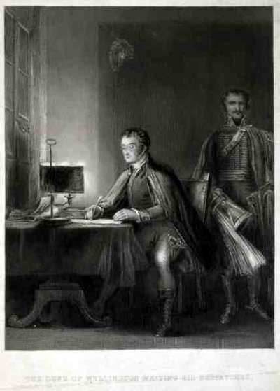 De hertog van Wellington schrijft zijn verslagen, gegraveerd door William Greatbach (gravure) door David (after) Wilkie