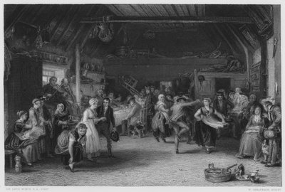 De penny-bruiloft, van het schilderij in de Koninklijke Collectie door David (after) Wilkie