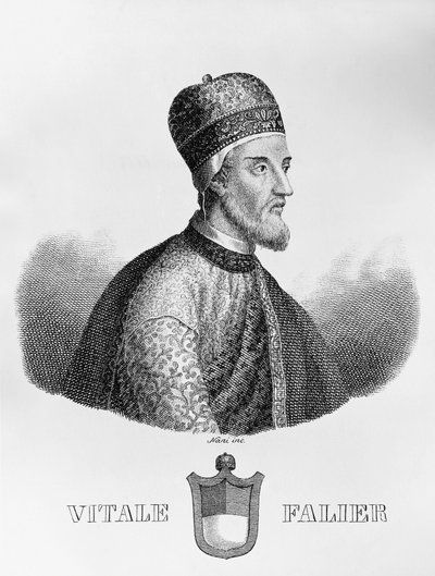 Portret van Vitale Falier (overleden ca. 1095), 32e Doge van Venetië, gravure door Antonio Nani door John Ward Dunsmore