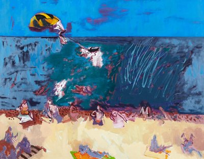 Strand met Paraglider door David Alan Redpath Michie