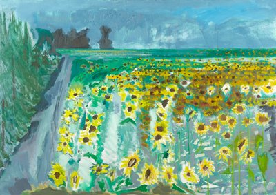 Zonnebloemen en mistral door David Alan Redpath Michie