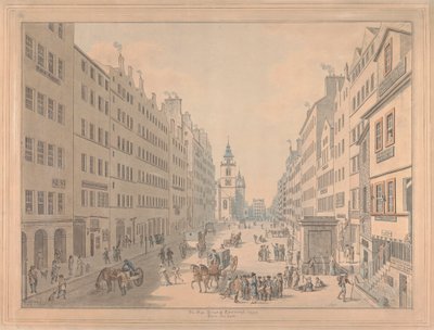 De High Street van Edinburgh vanuit het oosten door David Allan