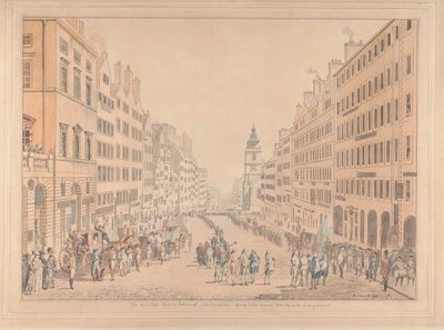 Uitzicht op de High Street van Edinburgh en de commissaris door David Allan