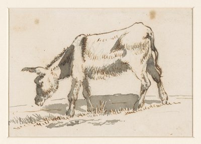 Grazende ezel, van links door David Alphonse de Sandoz Rollin