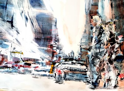 Abstracte stadsstraat door David Antonides