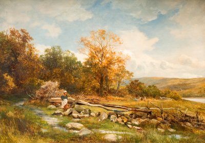 Getijdenhek op de rivier Conwy in Bachlediog, 1891 door David Bates