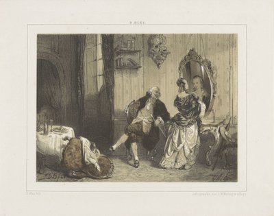 Man en vrouw in achttiende-eeuws interieur door David Bles