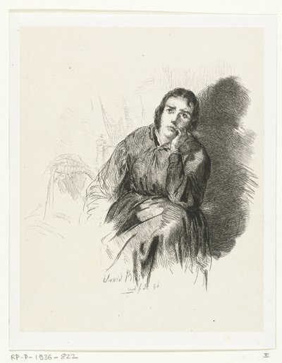 Studie van een peinzende vrouw door David Bles