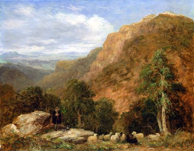 Een uitzicht vanaf Bettws-y-Coed, Moel Siabod en de Snowdon Range in de verte door David Cox