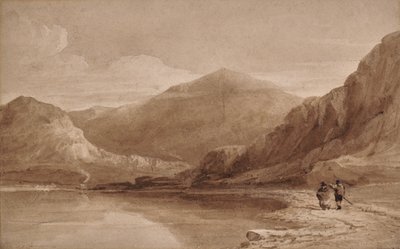 Een uitzicht in Noord-Wales met brug door David Cox