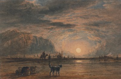 Strandscène - Zonsopgang door David Cox