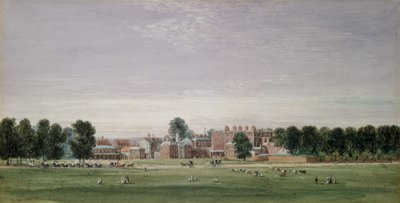 Buckingham House vanuit Green Park, 1825 door David Cox