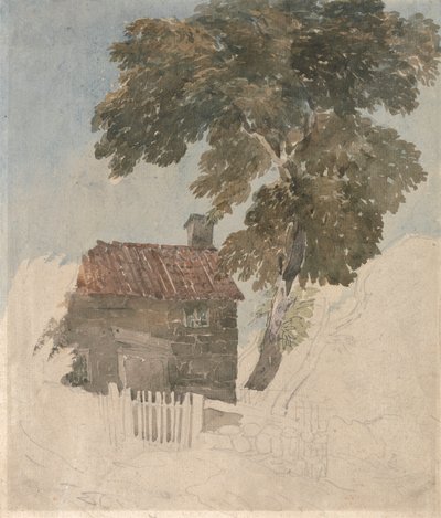 Cottage en bomen door David Cox