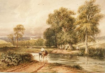 Terugkeer van het hooiveld, met een verre blik op Haddon Hall door David Cox