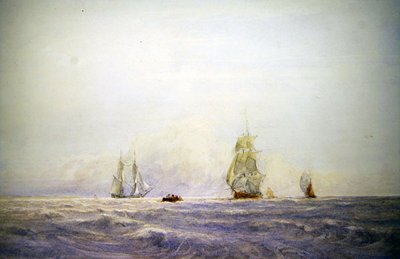 Schepen bij Calais door David Cox