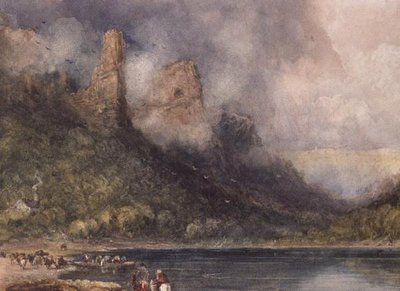 Reizigers bij Longstone aan de Wye door David Cox