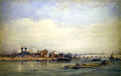 Westminster en de Theems vanaf de Battersea-oever door David Cox