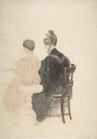 Een pianoles, 1800-1859 door David Cox the elder