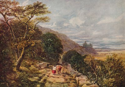 Landweg naar Harlech Castle door David Cox the elder