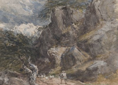 Schapen Drijven in een Rotsachtig Landschap, ca. 1846 door David Cox the elder