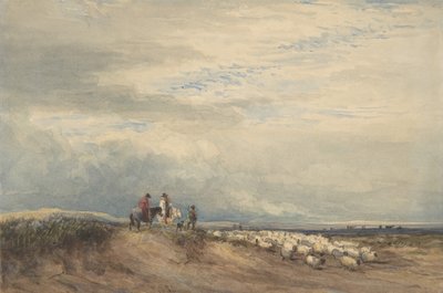 Ruiters met Schapen bij een Estuarium, 1830 door David Cox the elder