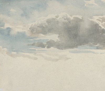Studie van Wolken (recto), Studie van een Oudere Struik bij een Hek (verso), 1820-45 door David Cox the elder